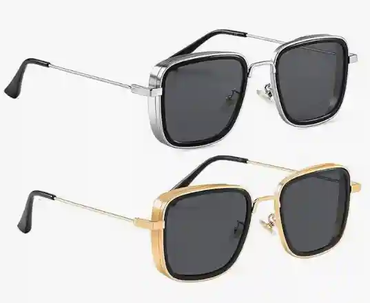 ELEGANTE combo of 2 Square Kabir Singh Sunglasses for Men and Boys, UV Protected Carryminati Sunglasses